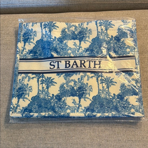 NWT St Barth Blue and White Tote Bag - Picture 2 of 5